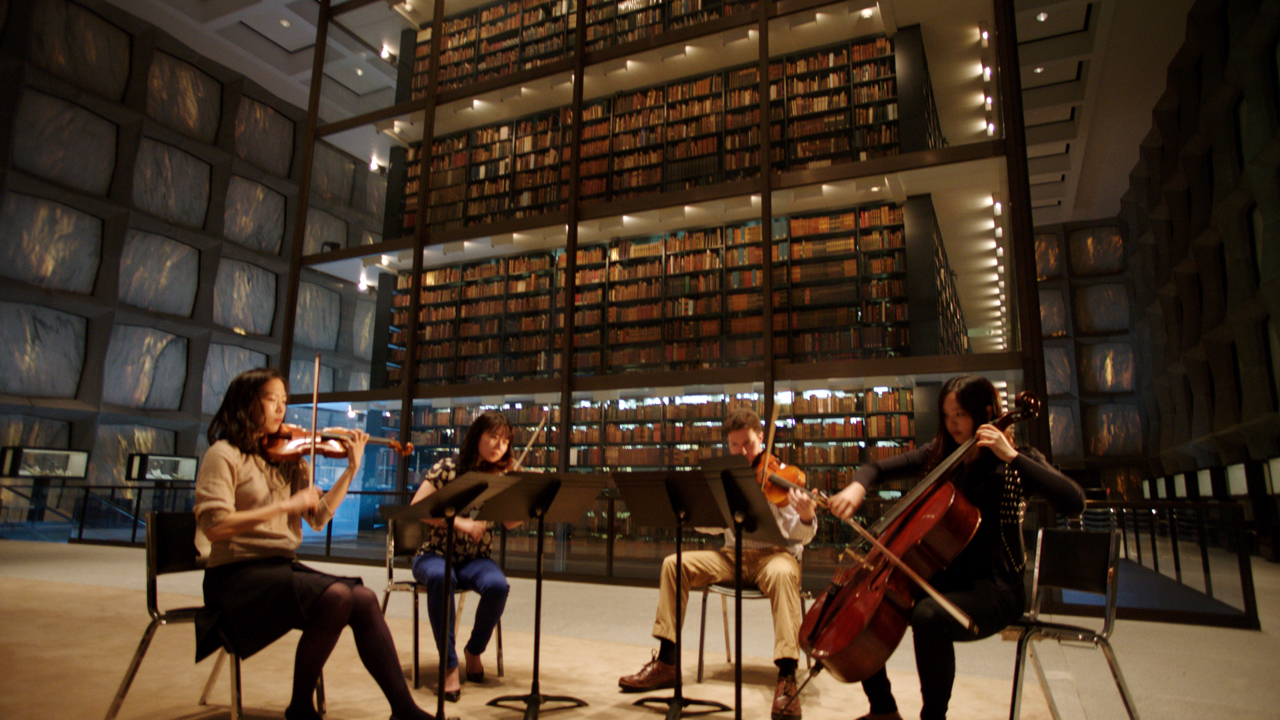 Students playing in the Beinecke