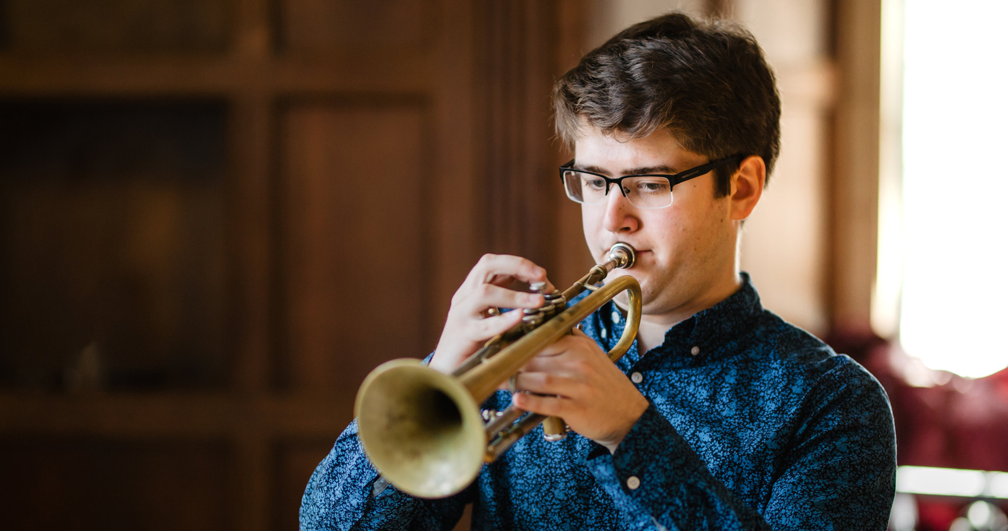 Student playing trumpet