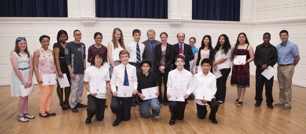 The participants and judges in the middle school division